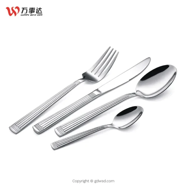 Набор столовых приборов WANSHIDA Made Knife Spoon Fork Set Stainless Steel Black